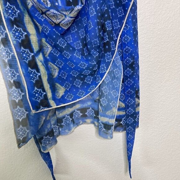 Becca Coverup M/L Boho Hippie Caftan Batik Pull Over Tunic Resort Sheer Swim - Picture 9 of 12